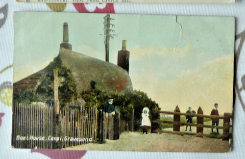 Postcard boat house canal - postcard,