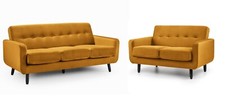 Mustard Velvet Sofas - 3+2 Seaters & Chairs. Compact, Free Next Day Available