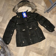 Joules Khaki Green Star Winter Girls Coat Lot 33 Rrp £69.95 Age 6