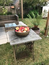 Vintage  French farmhouse Brass Cauldron - Log Holder - jam preserver -plant pot