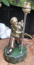 Vintage Austrian cold painted golfing figure spelter lamp Lorenzl Art Deco 1920s
