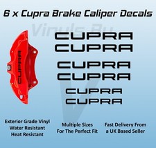 6 x Seat Cupra Brake Caliper Decals Stickers - Premium Vinyl - 3 Sizes - Black