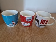 John Lewis Christmas Mugs X 3 -  8cm tall  VGC