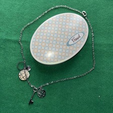 Fossil Stainless Steel Necklace In Original Presentation Tin On 80cm Chain