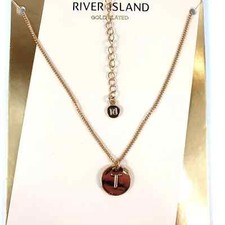 River Island Gold Plated Letter T Initial Necklace 16-18" New