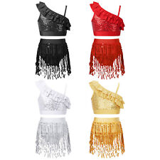 Kids Girls Vest And Skirts Gymnastic Tank Top With Skirt Salsa Dancewear Samba