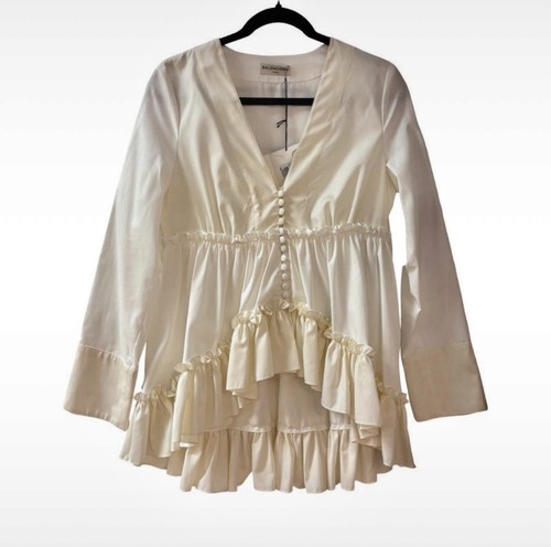 Balenciaga white ruffled hem - balenciaga,