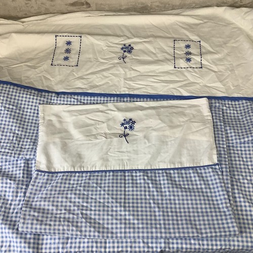 Blue gingham double duvet - blue,