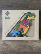 Alphabet Jigsaws Handcrafted Wooden Jigsaw Dinosaur puzzle, Made in Ireland, New