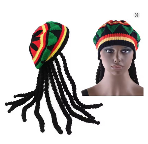 Rasta hat with hair - with, jamaican