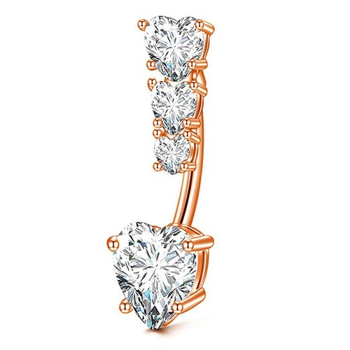 Heart zircon navel belly - zircon,