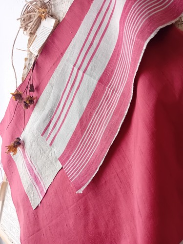 Vintage red mattress ticking - red,