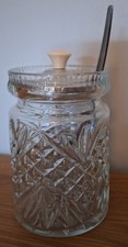Vintage Glass Preserve Pot With aluminium with Lid