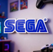 Large Retro Gaming Wall Art Sign SEGA Style Logo Arcade Room Decor Plaque 25cm