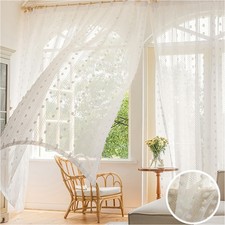Pom Pom White Sheer Curtains