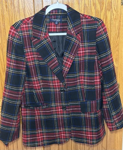 Plaid red blazer - plaid,