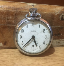 VINTAGE "SMITHS" ROUND CHROME POCKET WATCH PARTIALLY WORKING/FOR REPAIR