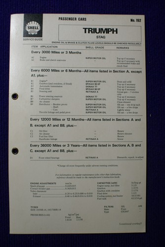Triumph stag shell service - stag,