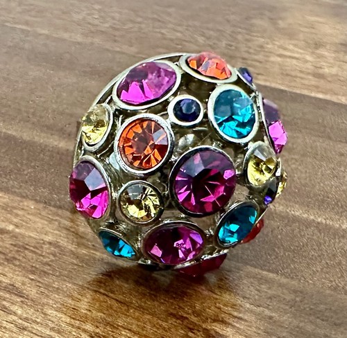 Multi coloured diamanté gold - coloured,