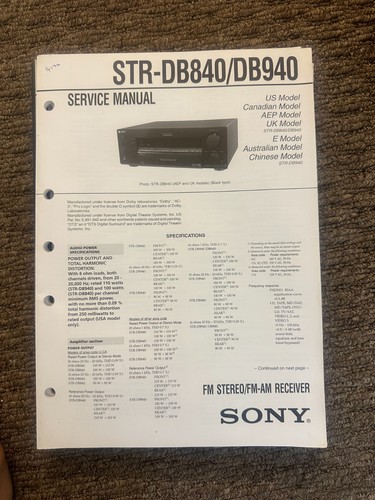 Sony str db840 - str-db840, service