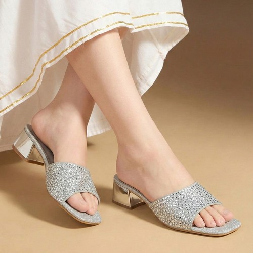 Women diamante slip block - diamante,