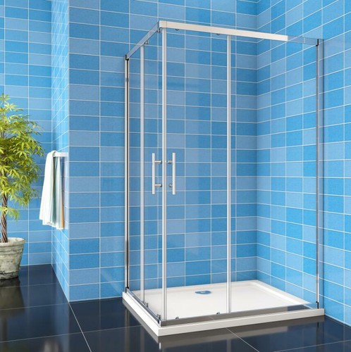 Corner entry shower - entry,