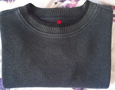 Mens Corduroy Round Neck Cotton Jumper In Blue Signum Brand Size Large 70% Mix 