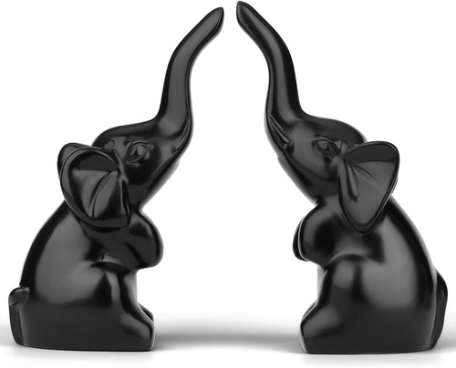 Black elephant ornament - black,