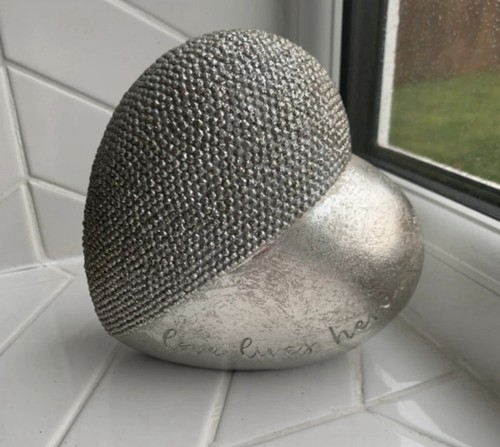 Silver heart ornament with - silver,