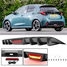 6 Fins Wing Rear Diffuser Bumper Spoiler Lip LED Light For Toyota Yaris Hatch