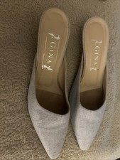 Gina, Pale Blue Fabric Mules