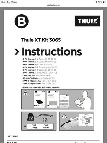 Thule 3065 fitting kit bmw - kit,