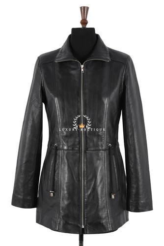Ladies leather jacket - jacket, black