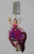 Gisela Graham Pink Purple Fairy Christmas Hanging Decoration Feather Ballerina