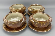 Vintage THE FRIARS POTTERY 4 Hand Thrown 'Lustreware' STONEWARE BOWLS & PLATES