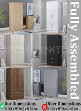 Tall 2 Door Wardrobe With 2 Drawers Shelves Hanging Rail Modern Bedroom Storage