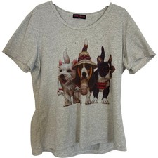 Butler & Wilson Graphic T-Shirt Dog Print Grey Short Sleeve XL