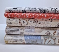 Music & Instrument Fabric Piano Guitar Cotton for Patchwork Dress Craft 