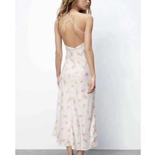 Zara satin floral white pink - floral, white/pink