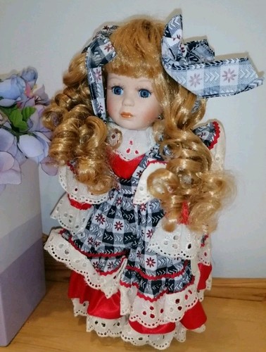 Porcelain doll with - doll, stand