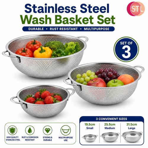Stainless steel wash basket - steel,