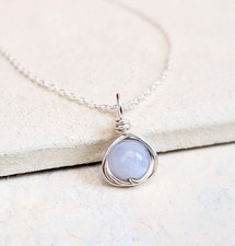 Blue Lace Agate Necklace 925