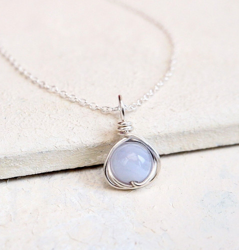 Blue lace agate necklace - necklace, 925