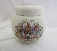 Sadler England Tea Caddy Charles and Diana Royal Wedding Ceramic 1981 Jar Lid