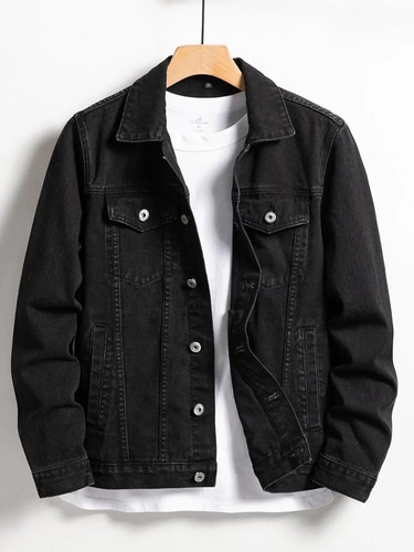Men denim jacket - jacket, black