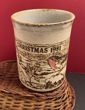 VTG Scottish Dunoon Robin & Fox Mug Christmas 1981 Stoneware A Winter Landscape