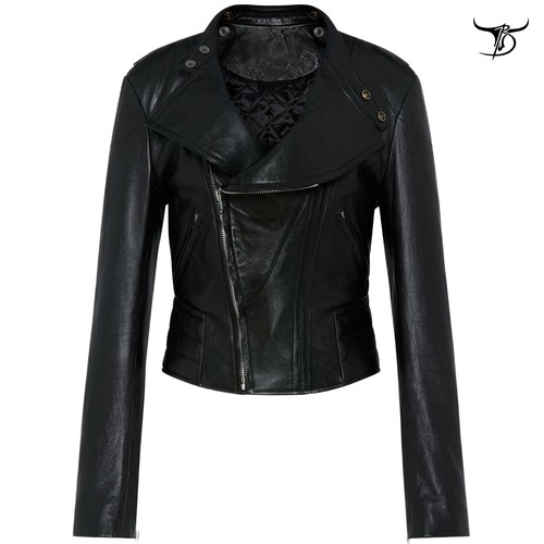 Womens lambskin leather biker - womens,