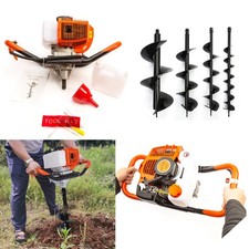 Earth Auger 52cc Petrol 2 Stroke Engine Post Hole Borer Digger & 4 Drill Bits
