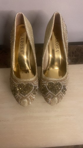 Women gold crystal platform - women's,