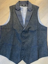 Men’s Waistcoat, Pure Wool Tweed, Simon Jersey Size M-L 40in Chest 